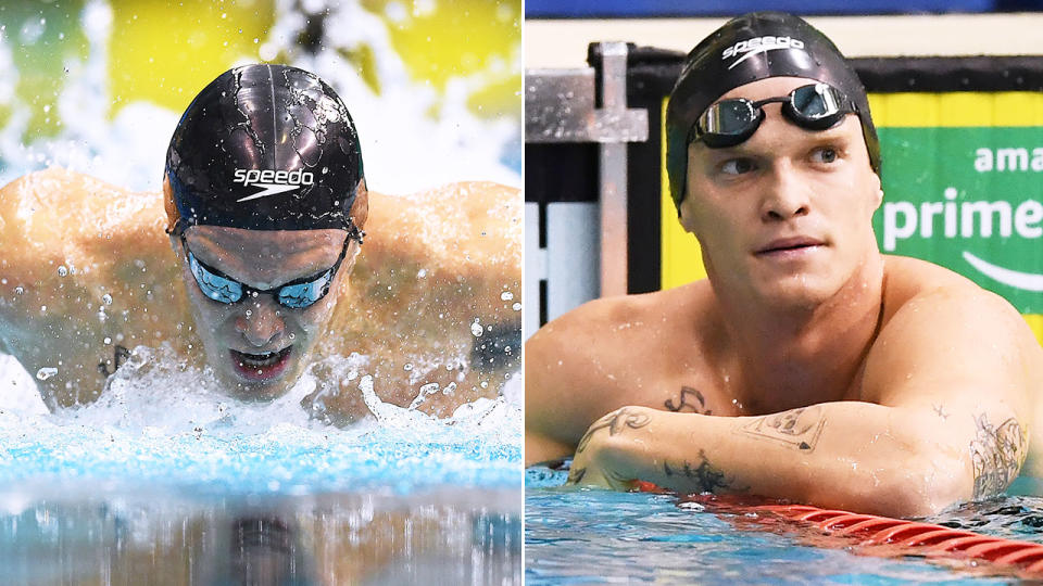 Cody Simpson is pictured here in the pool at the Australian Olympic swim trials in Adelaide.