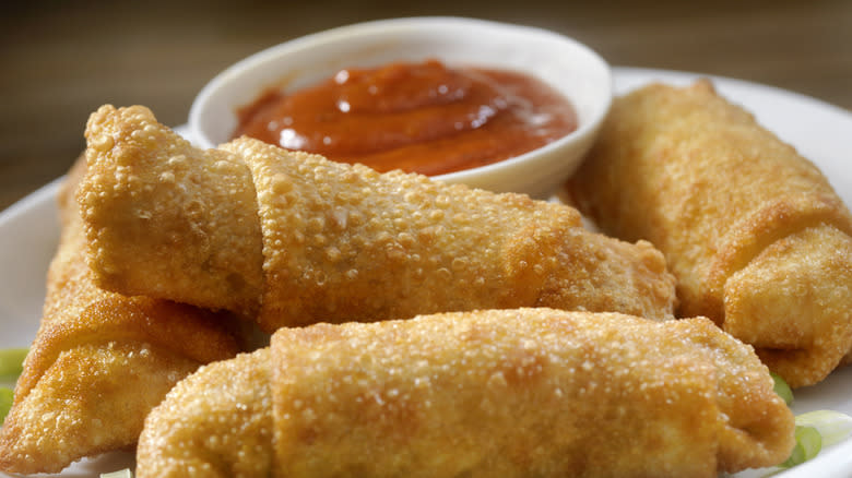 Plate of egg rolls