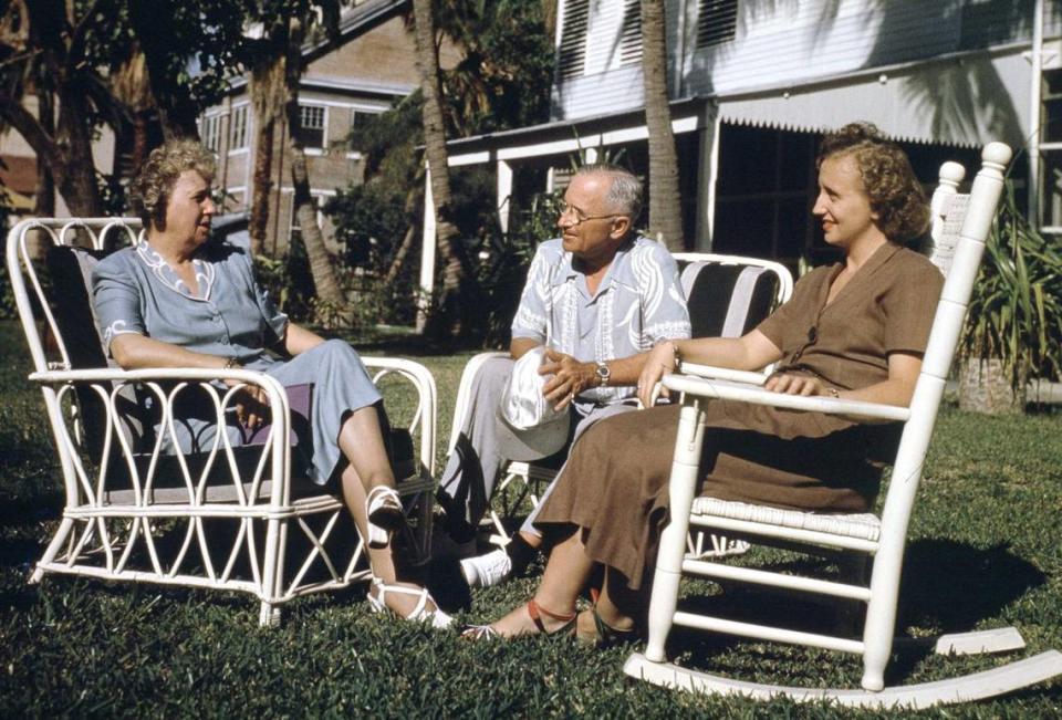 President Harry S. Truman, his wife, Bess, and daughter, Margaret, at their home away from home in Key West, Florida, Nov. 24, 1948.