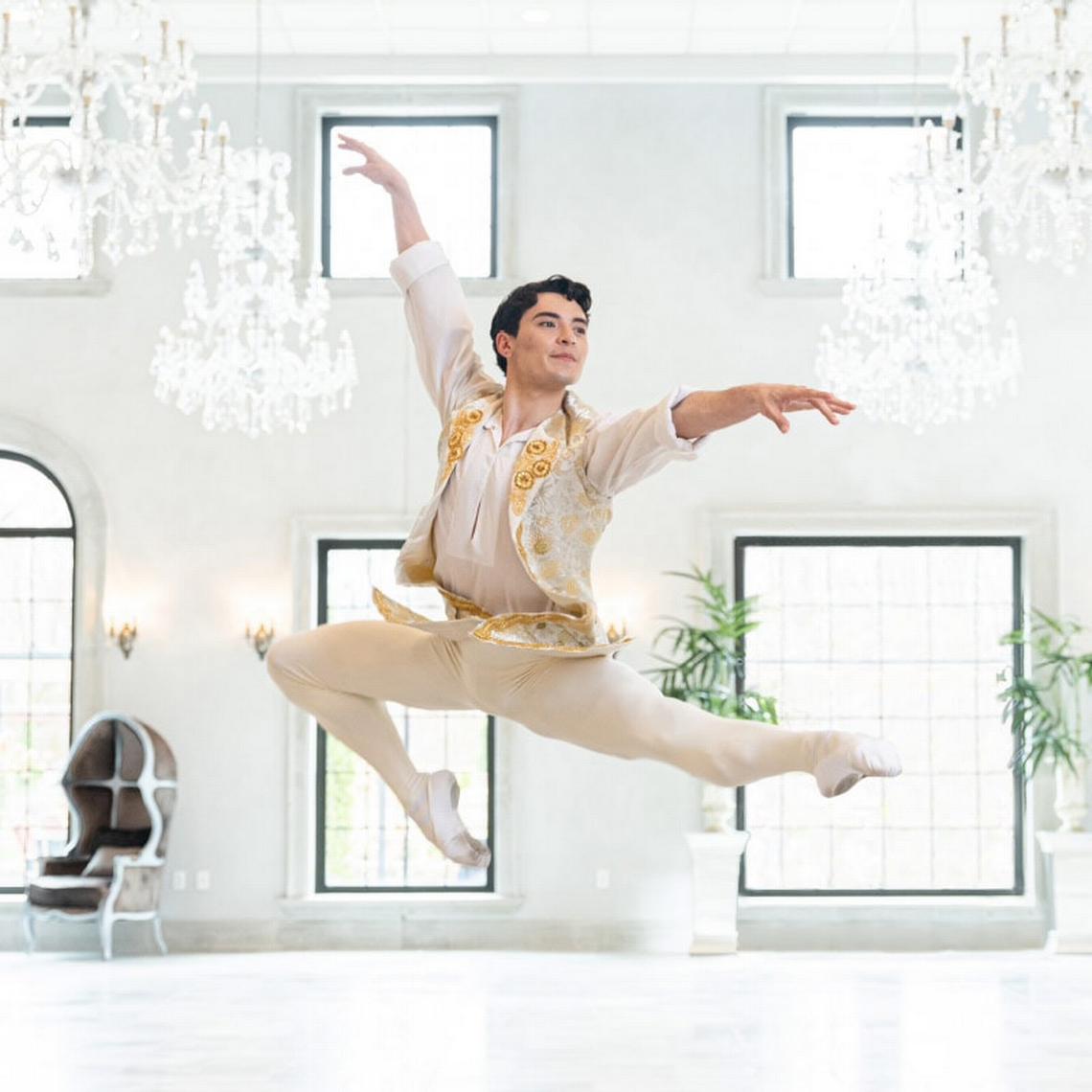 Ballet Idaho opens its 50th anniversary season with “Mozart in Motion,” featuring Balanchine’s “Divertimento No. 15.” Pictured: Dancer Jacob Beasley.