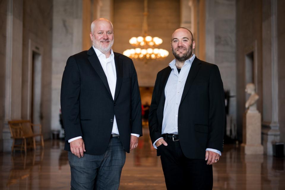 Erik Schelzig, left, and Joel Ebert are the authors of "Welcome to Capitol Hill: 50 years of Scandal in Tennessee Politics," published by Vanderbilt University Press in August 2023.
