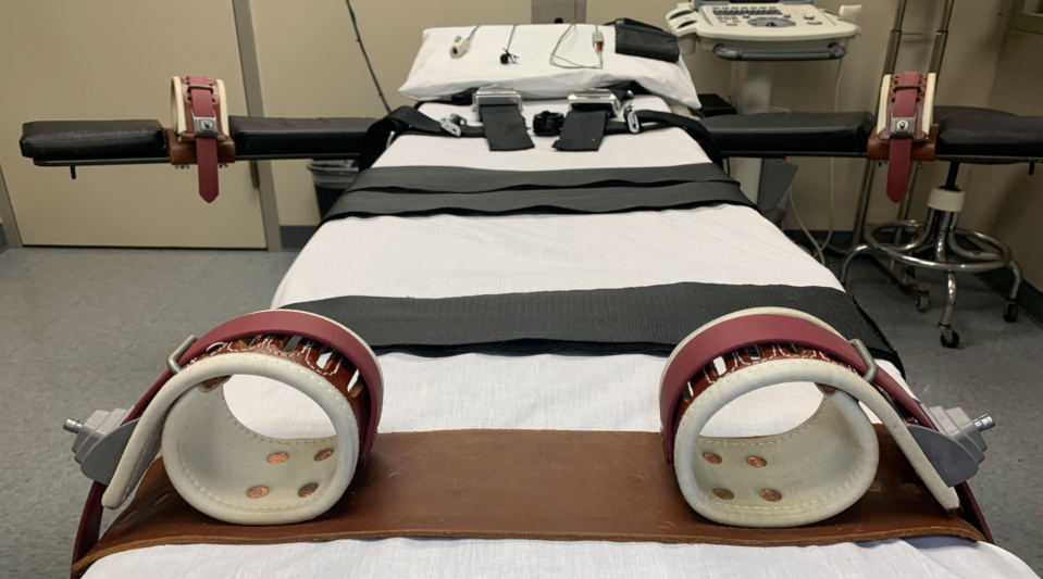 The execution table is shown in this image from a video released by the Oklahoma Corrections Department.