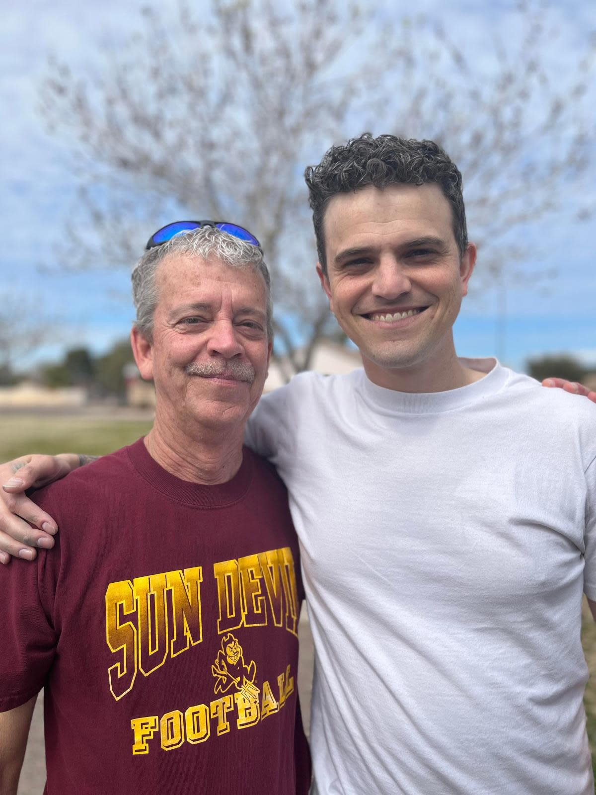 Patrick McCarthy with his father, Peter Judge. 