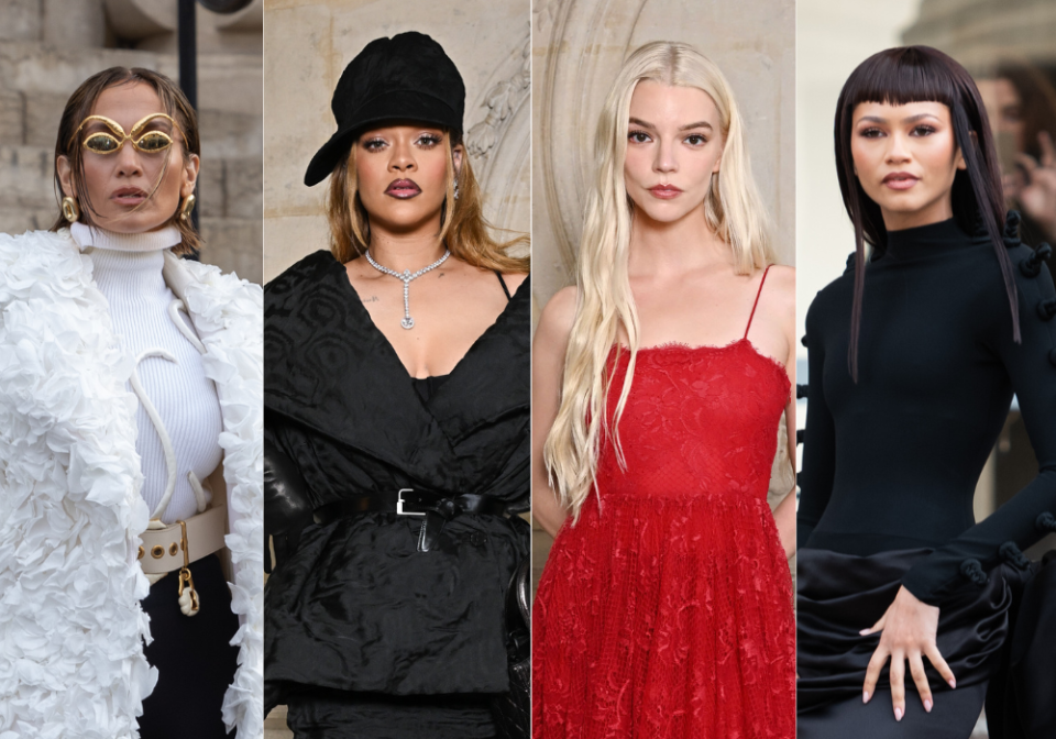 JLo, Rihanna, Anya Taylor-Joy, Zendaya. Foto: Peter White/Getty Images// Stephane Cardinale - Corbis/Corbis via Getty Images (2)// Claudio Lavenia/Getty Images