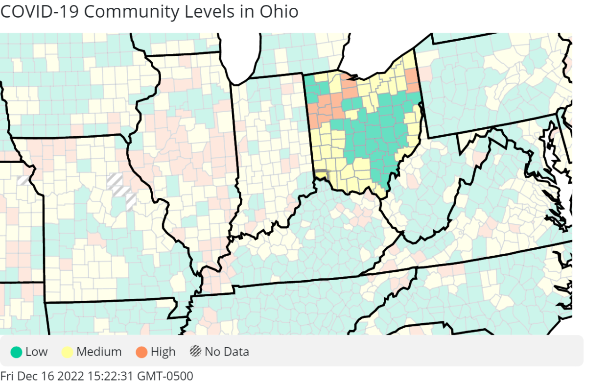 COVID-19 community levels as of Dec. 16, 2022.