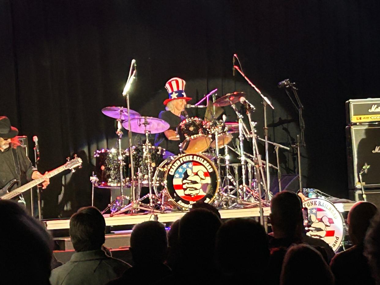 Grand Funk Railroad drummer Don Brewer dons an Uncle Sam hat during "We're An American Band" at Rivers Casino, Pittsburgh.