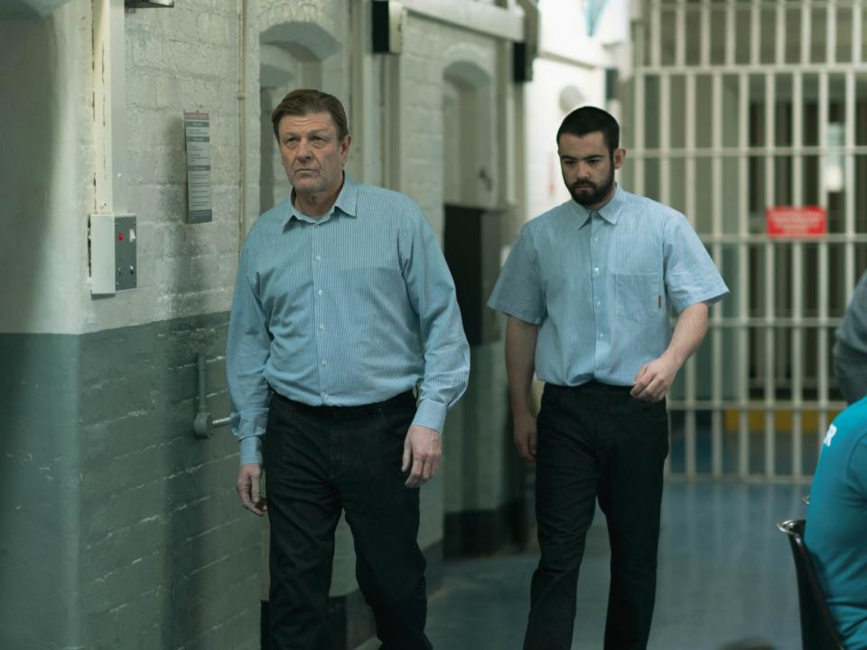 Behind bars: Sean Bean and Jack McMullen in ‘Time’ (BBC/James Stack)