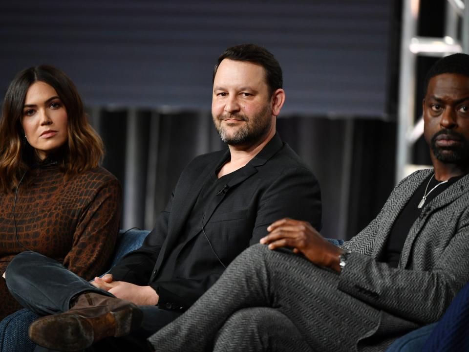 Mandy Moore, Dan Fogelman and Sterling K. Brown of "This Is Us" speak during the NBCUniversal segment of the 2020 Winter TCA Press Tour at The Langham Huntington, Pasadena on January 11, 2020 in Pasadena, California.