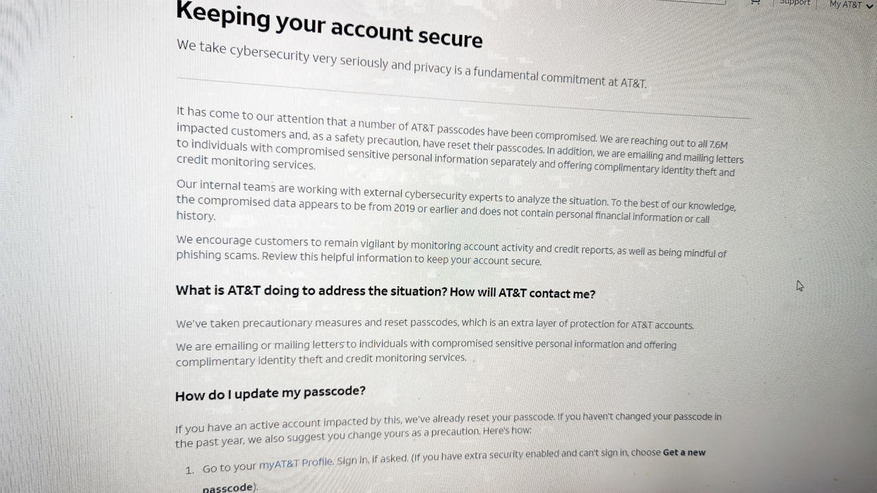  AT&T Data Breach page. 