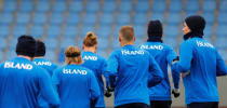 Members of Iceland's national team attend a training session in Reykjavik, Iceland, June 1, 2018. Picture taken June 1, 2018. REUTERS/Hannibal Hanschke