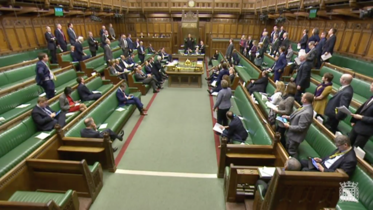 Empty seats in parliament for the Great Repeal Bill (Parliamentlive.tv)