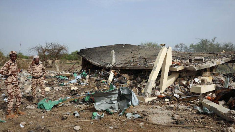 Chadian soldiers at the scene of the fire at a ammunition depot in N'Djamena, Chad - 19 June 2024