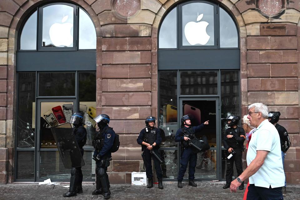 Riots and incidents occured nationwide after a 17-year-old boy was shot in the chest by police at point-blank range in Nanterre, a western suburb of Paris (AFP via Getty Images)