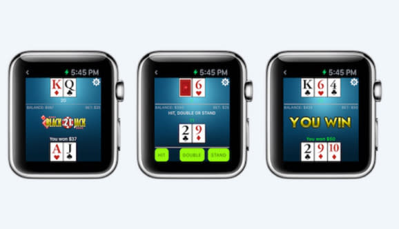 BlackJack Anywhere from PlayScreen is designed for the Apple Watch.