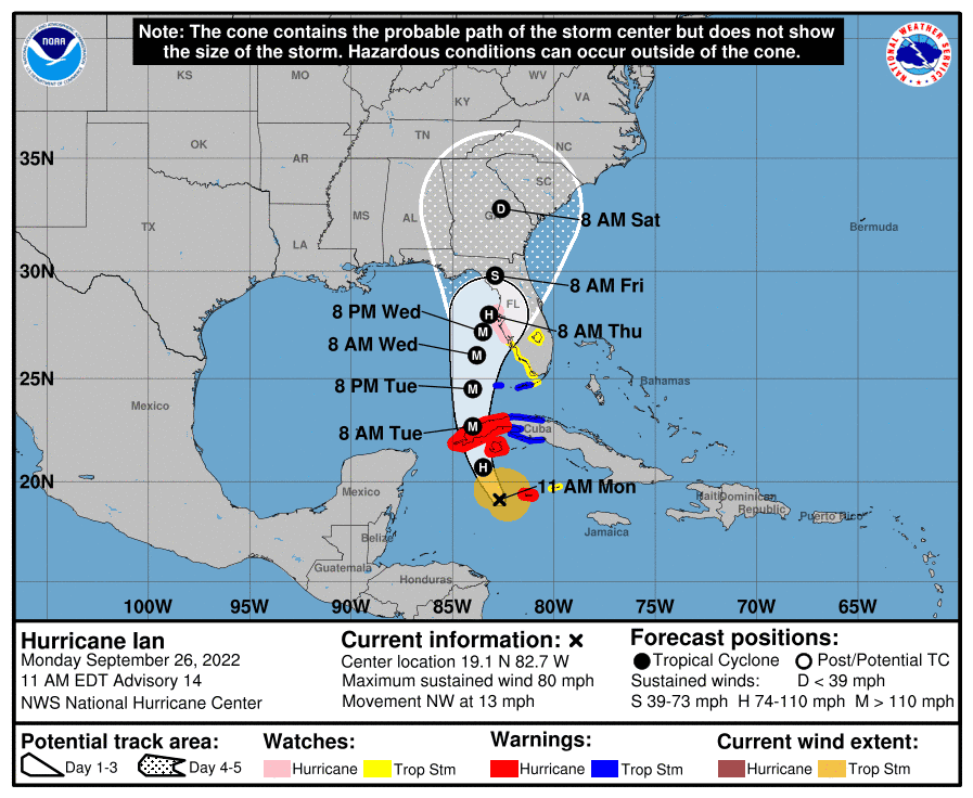 Hurricane Ian 11 a.m. Sept. 26, 2022.