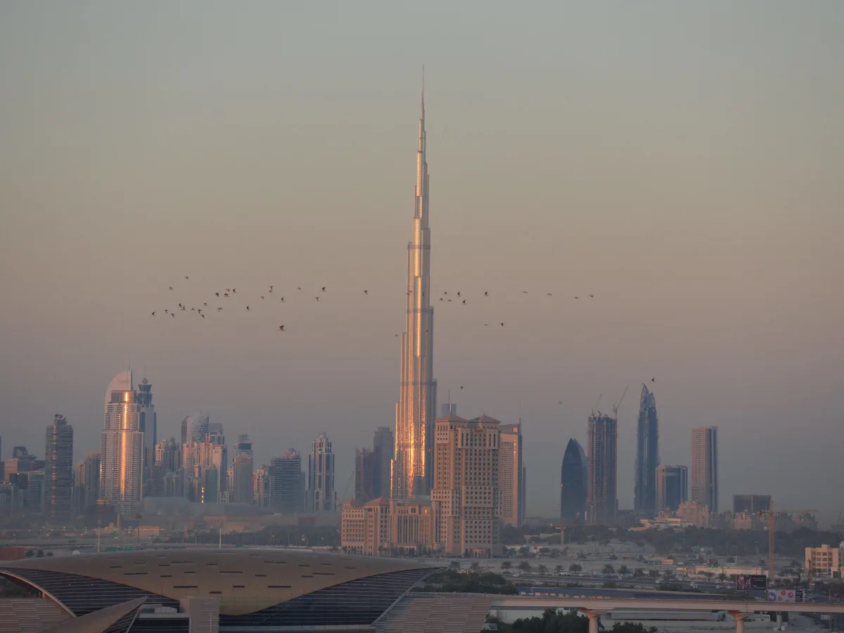 The Burj Khalifa, the tallest building in the world, is so tall that people perc..