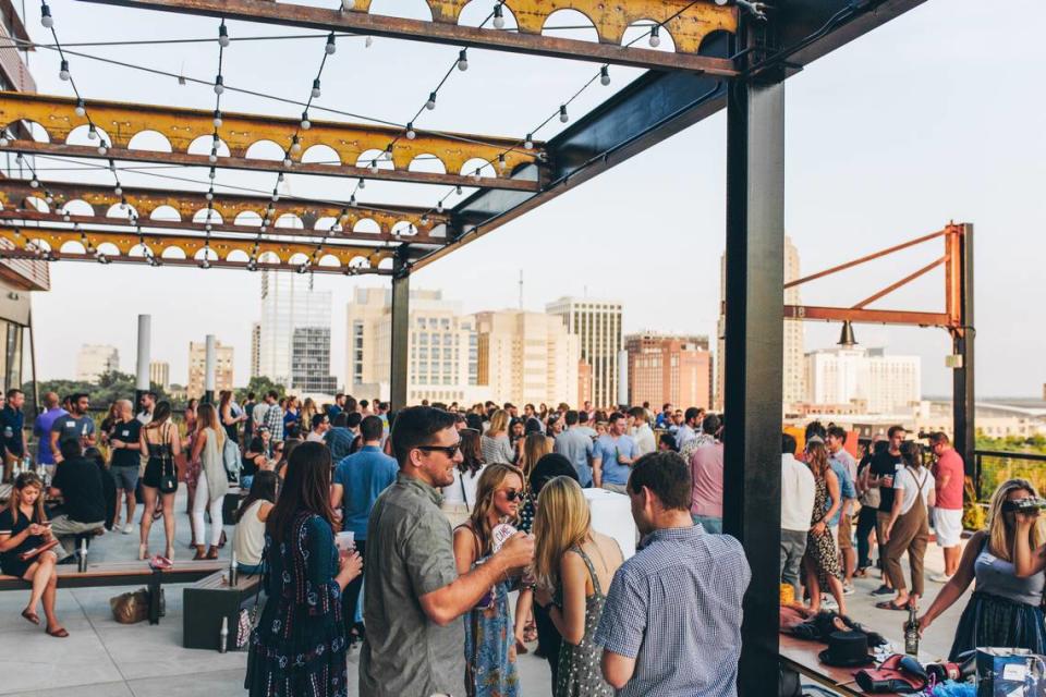 The terrace at The Dillon building in downtown Raleigh during an event before the coronavirus.