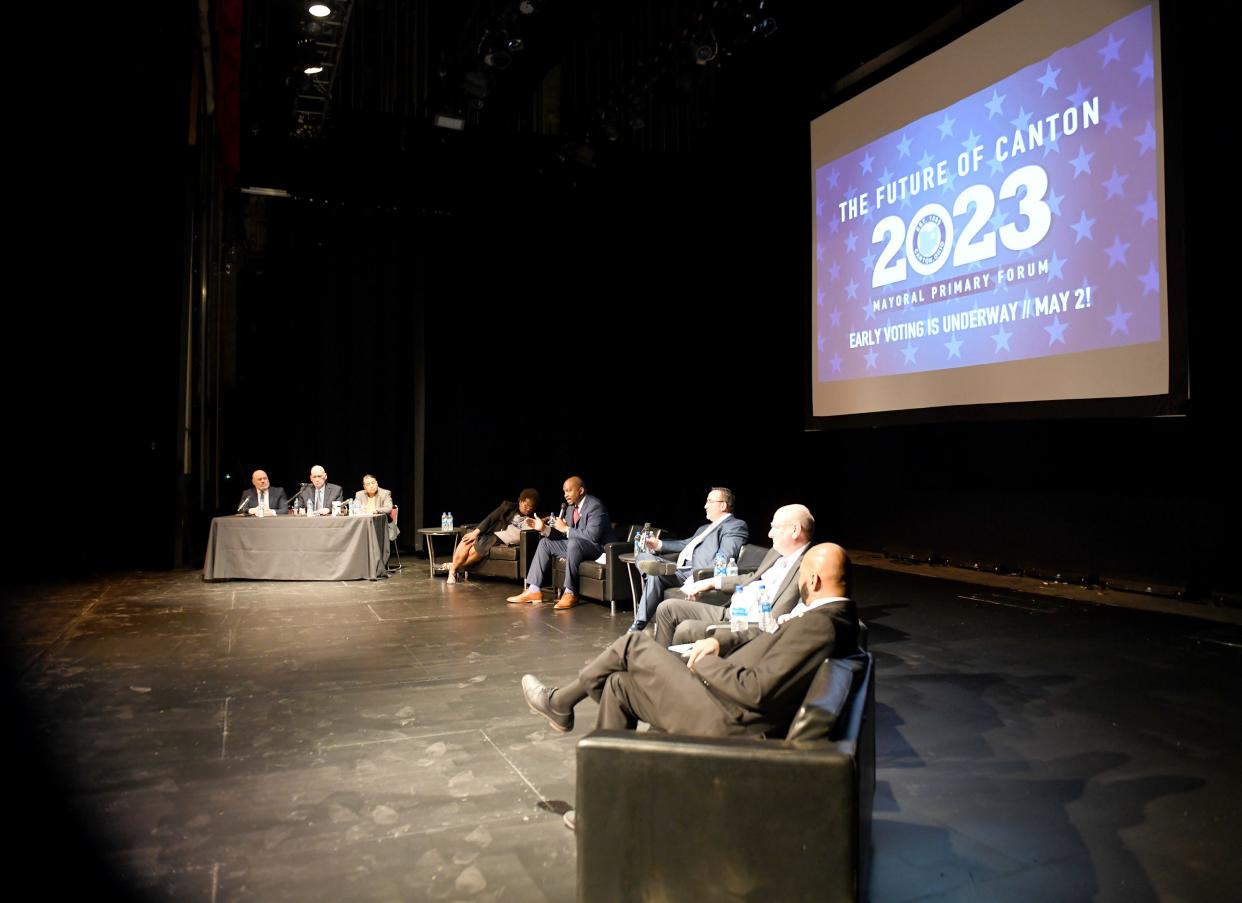 The Future of Canton: 2023 Mayoral Debate will begin at 6:30 p.m. on Oct. 10 at the Cultural Center Theater at 1001 Market Ave. N. It will feature the two candidates seeking to become Canton's mayor and its format will be similar to the one hosted in April, which is pictured here.