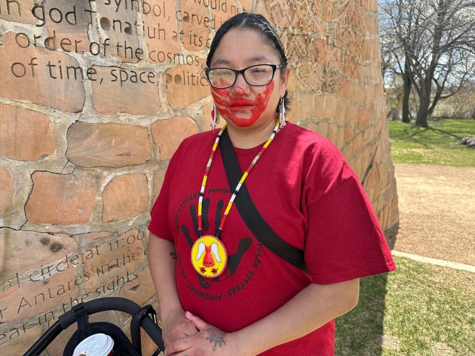 Louise Menow said Sunday's event was important to her because she will honour loved ones she has lost. Menow also brought her children to The Forks and wants her daughter to use her voice as she grows up.