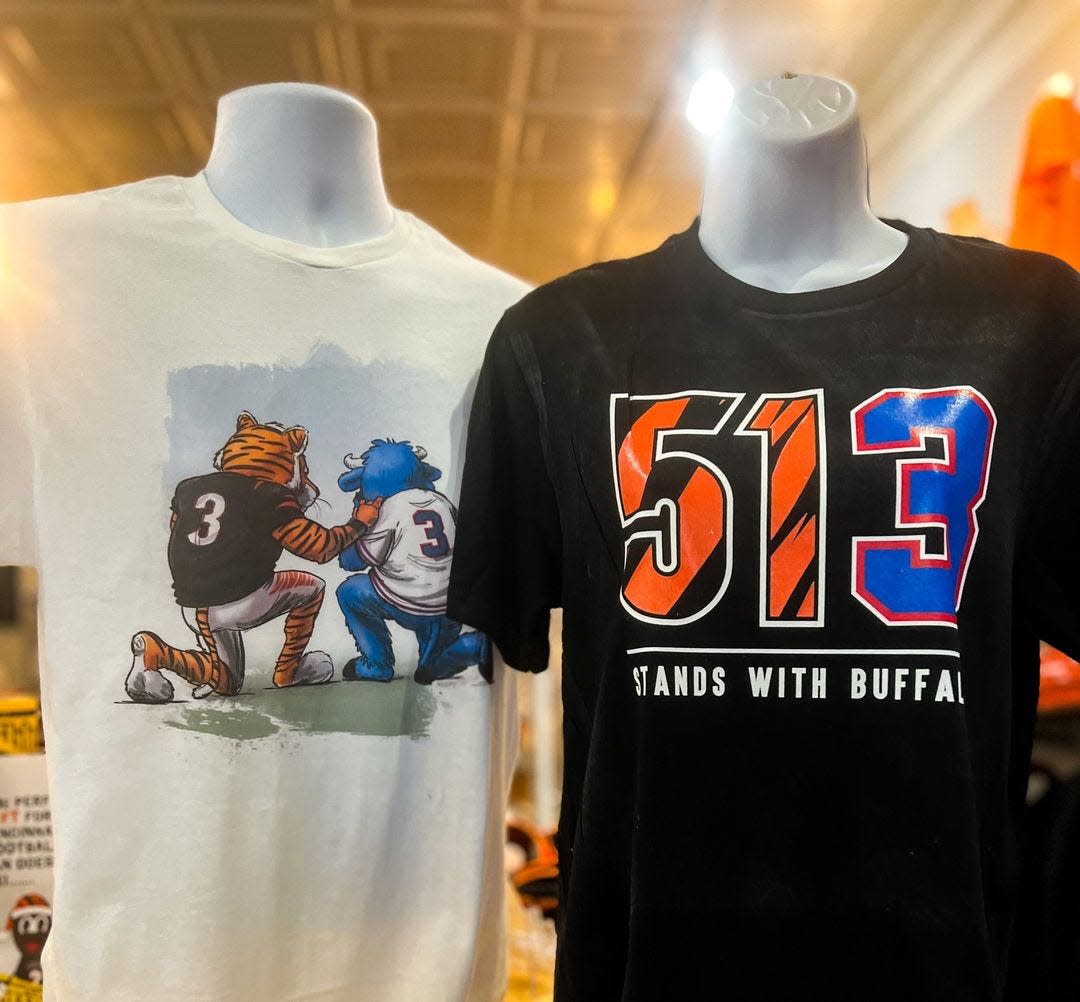 Darin Overholser, owner of Cincy Shirts and a Newcomerstown native, is raising money for Bills safety Damar Hamlin by selling special T-shirts.