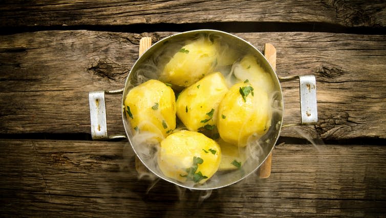 <span class="caption">Hot stuff.</span> <span class="attribution"><a class="link " href="https://www.shutterstock.com/image-photo/potato-food-boiled-potatoes-herbs-steam-365244932?src=zS_TVT49Q9q3Erd9xA2e5w-1-10" rel="nofollow noopener" target="_blank" data-ylk="slk:Shutterstock;elm:context_link;itc:0;sec:content-canvas">Shutterstock</a></span>