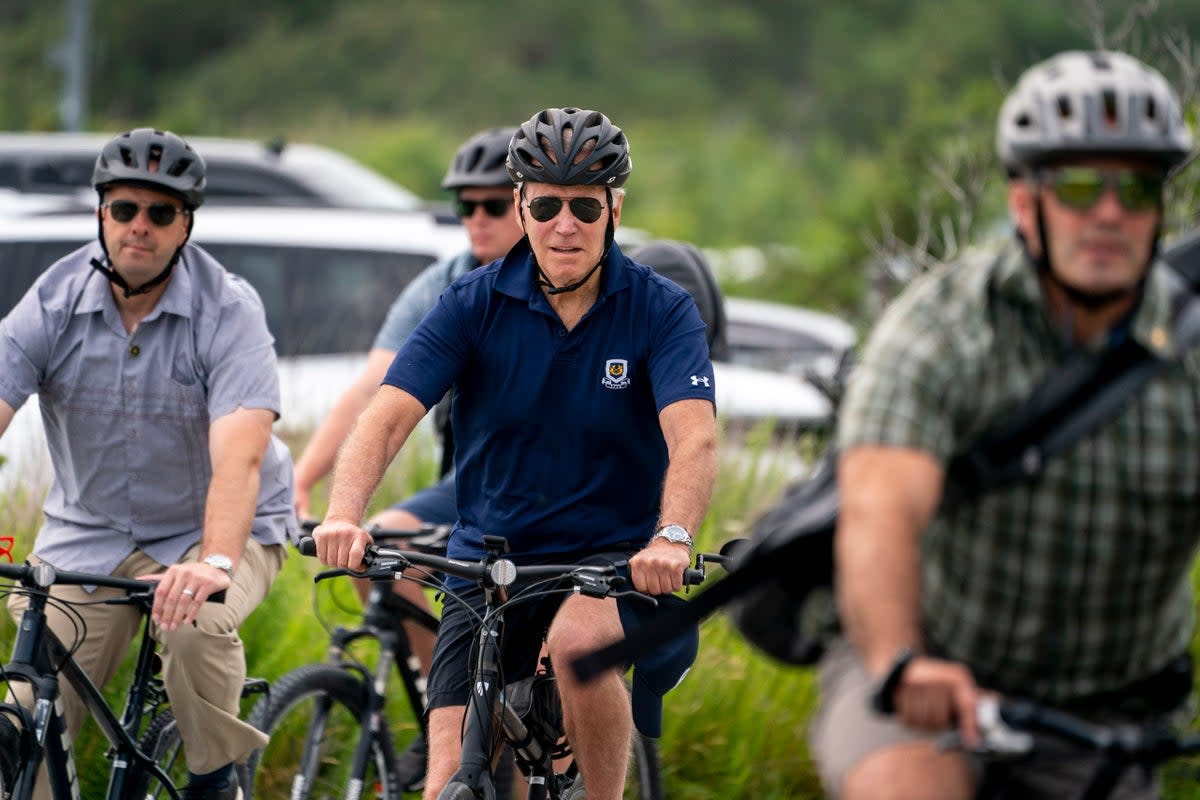President Joe Biden goes on a bike ride in Gordons Pond State Park in Rehoboth Beach, Del., Sunday, July 10, 2022. (Copyright 2022 The Associated Press. All rights reserved)