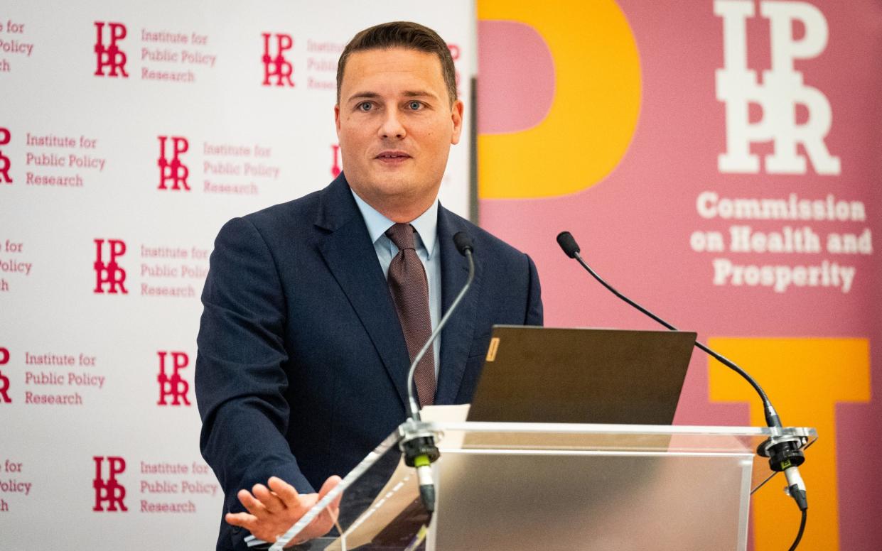 Wes Streeting delivers a speech at an Institute for Public Policy event in the Aldersgate Room, Central Hall Westminster