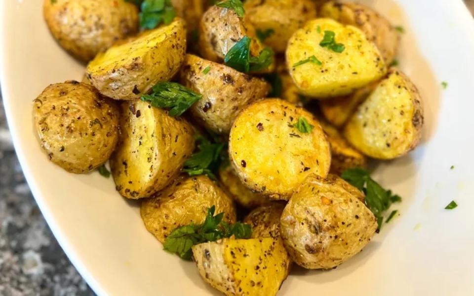 <p>Solana Salado</p><p>Making potatoes in the air fryer also frees up oven space if you're making oven ribs or all the other sides you need for a killer barbecue. </p><p><strong>Get the recipe: <a href="https://parade.com/recipes/air-fryer-baby-potatoes" rel="nofollow noopener" target="_blank" data-ylk="slk:Air Fryer Baby Potatoes;elm:context_link;itc:0;sec:content-canvas" class="link ">Air Fryer Baby Potatoes </a></strong></p>