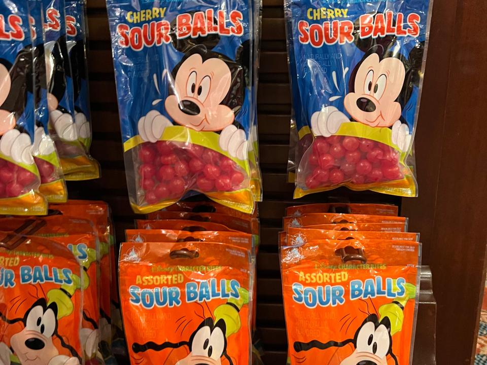 prepackaged candy at disney world gift shop