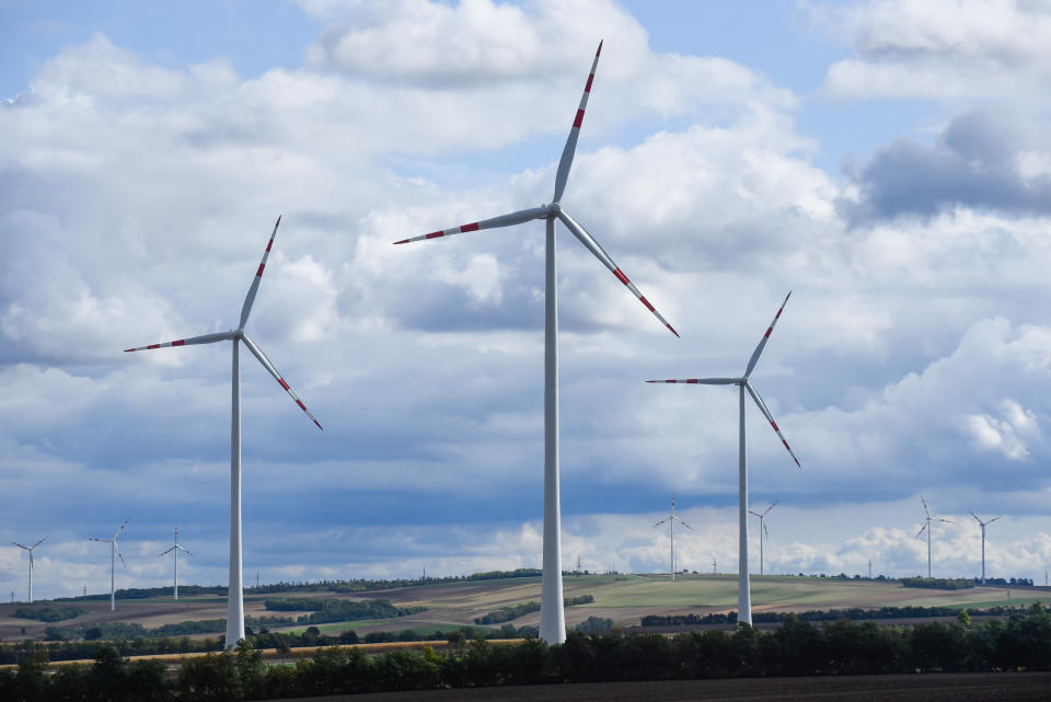 VIENNA, AUSTRIA - 2019/09/26: A view of wind turbines on the outskirts of Vienna. (Photo by Omar Marques/SOPA Images/LightRocket via Getty Images)