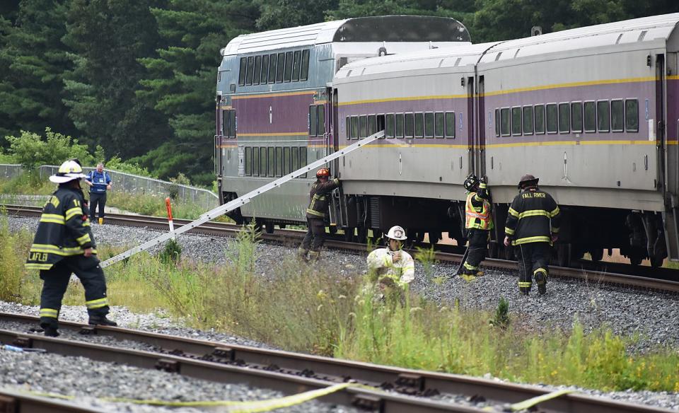 As seen in this Herald News file photo, first responders from five Greater Fall River communities participated in a mock train disaster drill on Thursday, July 27, in preparation for the MBTA commuter rail coming to the region.