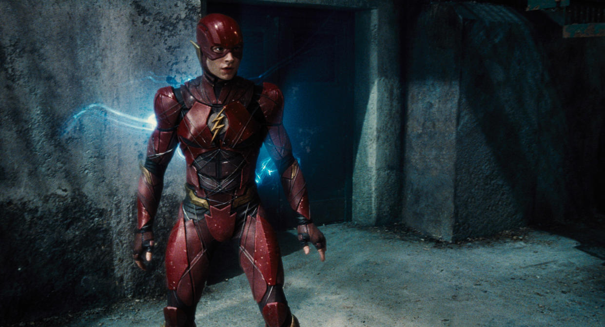 Ezra Miller as The Flash in Justice League. (Warner Bros.)
