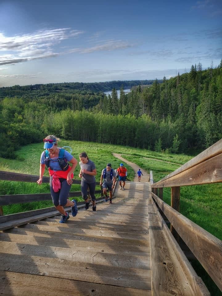 Taking the stairs or running on an incline can transform regular workouts into more vigorous exercises. (Edmonton Trail Runners - image credit)