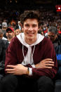 Singer, Shawn Mendes smiles at the game between the Philadelphia 76ers and Toronto Raptors during Game One of the Eastern Conference Semi-Finals of the 2019 NBA Playoffs on April 27, 2019 at the Scotiabank Arena in Toronto, Ontario, Canada. (Photo by Ron Turenne/NBAE via Getty Images)