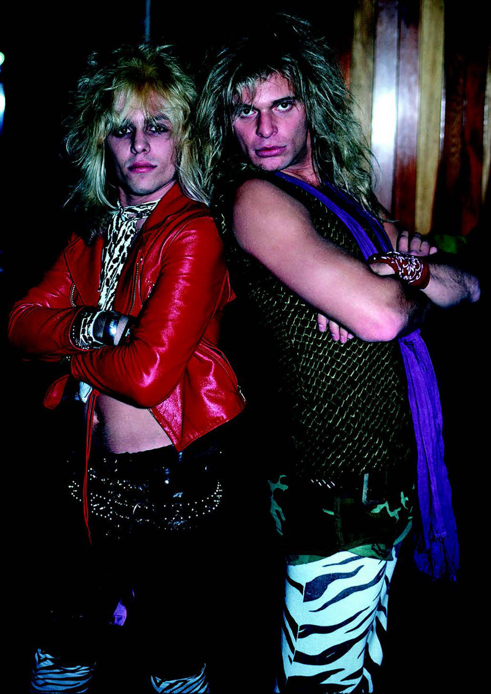 <div class="cell medium-auto caption">Vince Neil and David Lee Roth before a Mötley Crüe show in 1981.</div> <div class="cell medium-shrink medium-text-right credit"> Don Adkins</div>