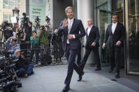 Prince Harry leaves the High Court after giving evidence in London, Wednesday, June 7, 2023. Prince Harry has given evidence from the witness box and has sworn to tell the truth in testimony against a tabloid publisher he accuses of phone hacking and other unlawful snooping. (AP Photo/Kin Cheung)