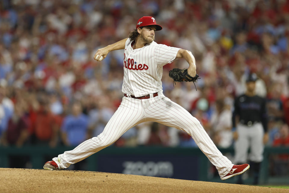 費城費城人Aaron Nola。（Photo by Sarah Stier/Getty Images）