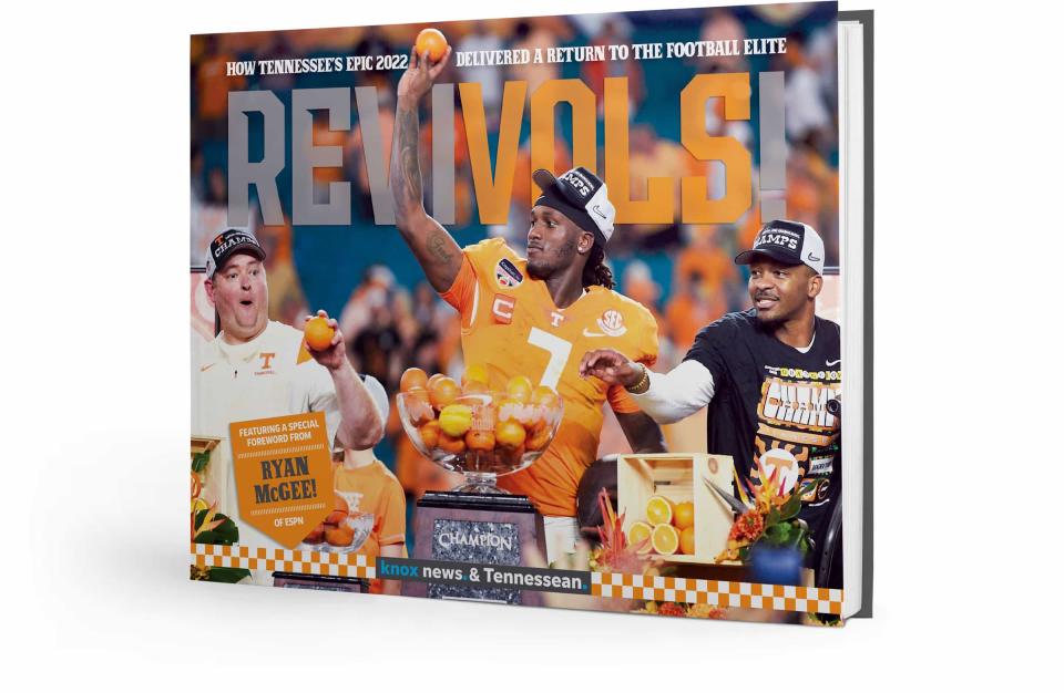 Cover of Tennessee football's commemorative book: 'ReviVols! How Tennessee's Epic 2022 Delivered a Return to the Football Elite'