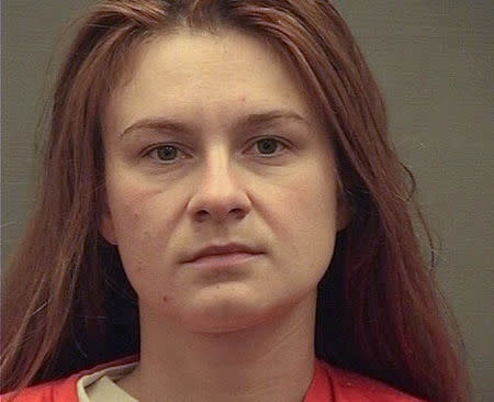 FILE PHOTO: Maria Butina appears in a police booking photograph released by the Alexandria Sheriff's Office in Alexandria, Virginia, U.S. August 18, 2018. Alexandria Sheriff's Office/Handout via REUTERS/File Photo