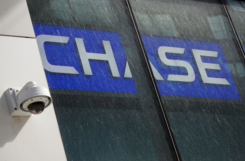 FILE PHOTO: A camera is seen on the exterior of a Chase Bank branch in New York