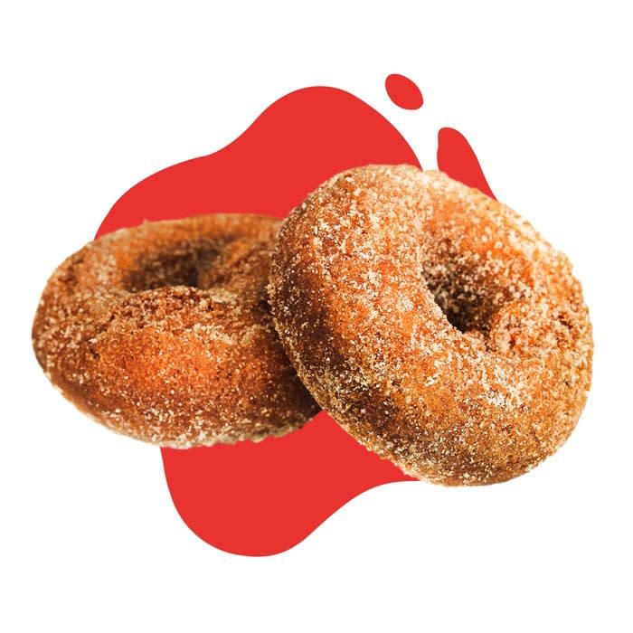 Apple Cider Donuts on red blob background