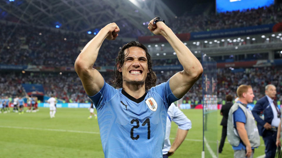 Cavani was the two-goal hero for Uruguay. Pic: Getty