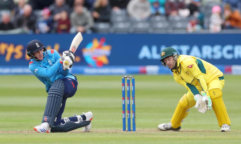 <span>Harry Brook hits out against Australia in Bristol on Sunday. He is one of seven from the ODI squad who are also in the Test squad to tour Pakistan.</span><span>Photograph: Dan Istitene/Getty Images</span>