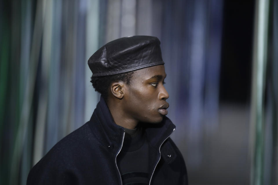 A model wears a creation as part of the Ermenegildo Zegna men's Fall-Winter 2020/21 collection, that was presented in Milan, Italy, Friday, Jan. 10, 2019. (AP Photo/Luca Bruno)