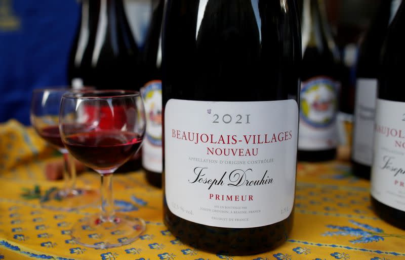 Parisians celebrate Beaujolais Nouveau wine in Paris