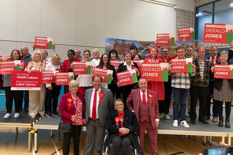 Gerald Jones and the Merthyr and Aberdare Labour campaign team celebrate victory