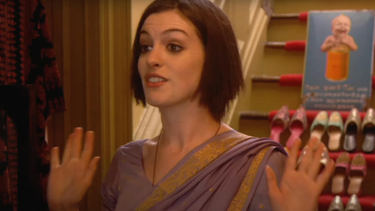  Anne Hathaway in the middle of a heated discussion in Rachel Getting Married. 