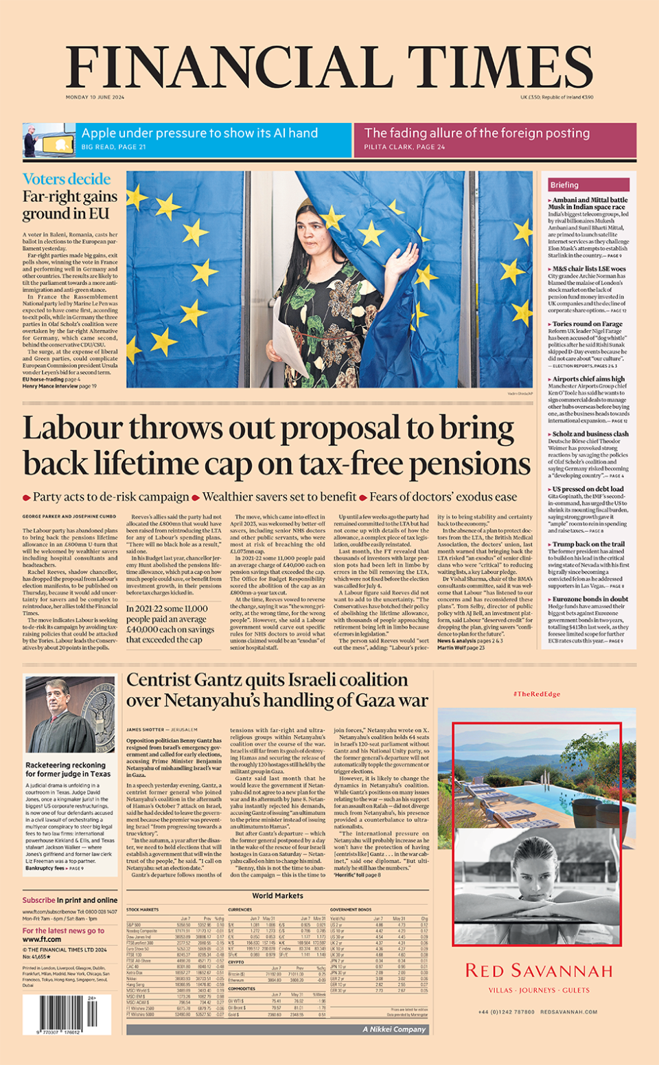 The FT headline reads: “Labour throws out proposal to bring back lifetime cap on tax-free pensions”