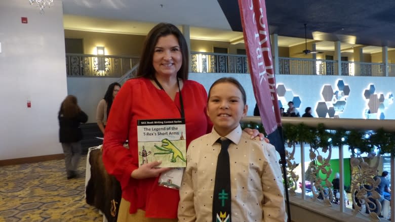 Boy, 10, reads own book in Nakoda at First Nations language conference