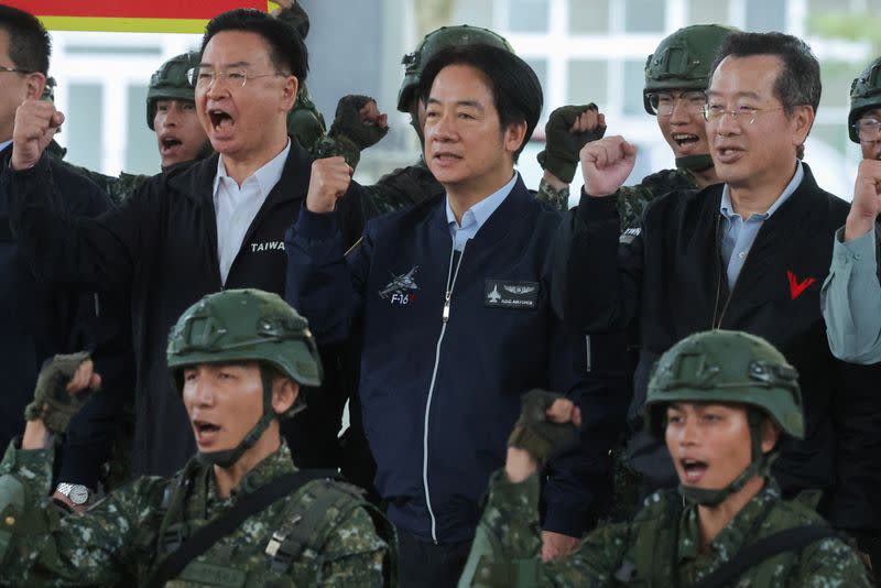 Taiwan's President Lai Ching-te visits soldiers and air force personnel in Hualien